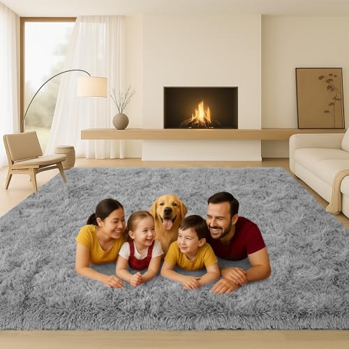 Grey Fluffy Shag Area Rug 8x10 Feet Non-Slip Thick Soft Carpet for Home - Variation of THIS listing