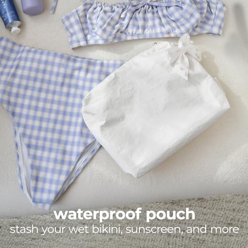 Essential Crinkle Makeup Bag with Iridescent Soap Bubble Finish - Ivory Pearl