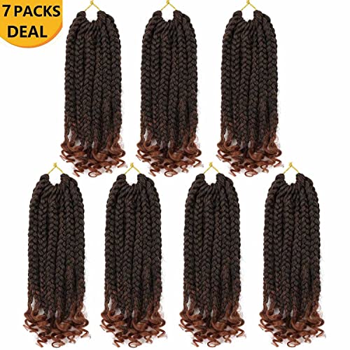 Mytarku 10 Inch T30# Crochet Box Braids Curly Ends - 7 Packs for Black Women