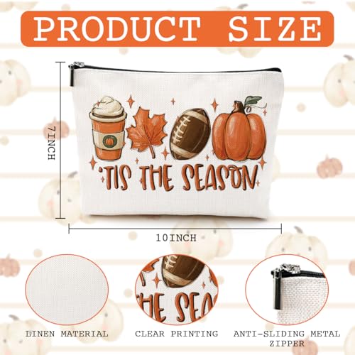 WRSUNT Tis the Season Fall Makeup Bag Fall Gifts for Women Best Friend Bestie Wife Autumn Thanksgiving Cosmetic Bag Autumn Themed Makeup Bag Gifts Ideas