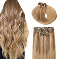SURNEL 16 Inch Clip-In Hair Extensions Balayage Golden Brown to Honey Blonde 6pcs 100g