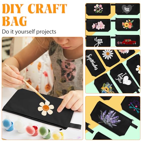 Black Canvas Makeup Bags Bulk - 30 Pouches, 9.8 x 5 x 2 Inches, Travel & Organization