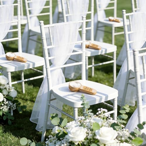Brown Mini Electric Handheld Wedding Fans Pack of 50 with Thank You & Flower Patterns