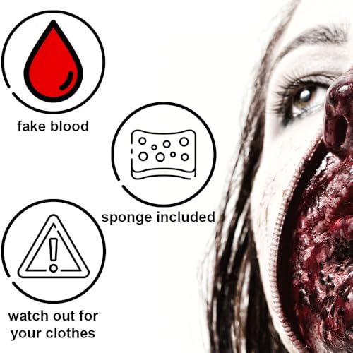 Scab Blood, Clotted Blood with 1 Sponge Makeup Kit for Halloween, Carnival, Parties, Cosplay, Vampire, Zombie