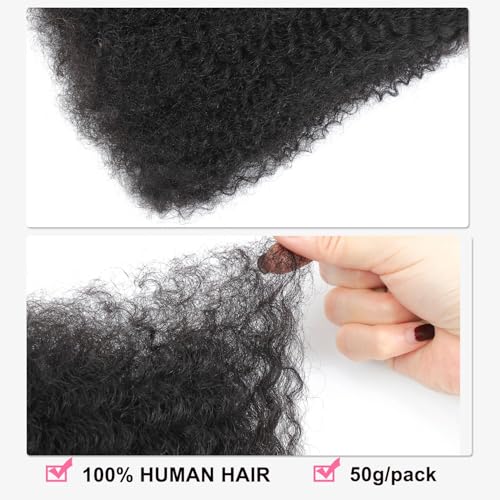 1B Afro Kinky Curly Human Hair Bundle - 16 Inch, Natural Black, 50g