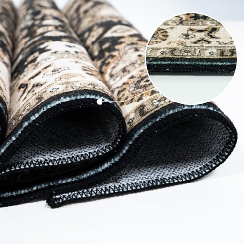 3x20 ft Non Slip Hallway Runner Rug with Rubber Backing - Black