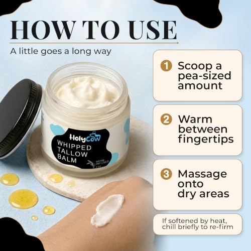 Unscented Grass Fed Beef Tallow for Skin - 2 Ounce Whipped Moisturizer - HolyCow Variation of THIS listing