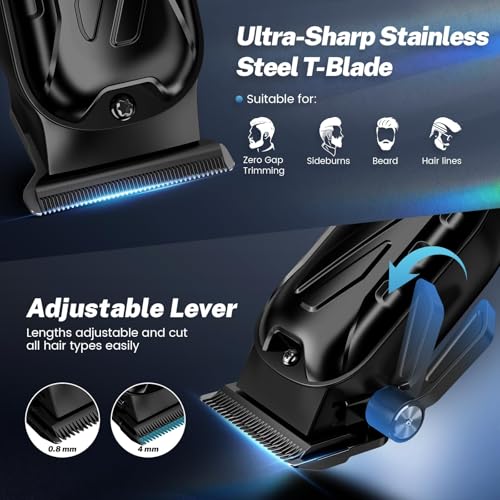 Brightup Professional Hair Clippers & Trimmers Set for Men - Powerful Motor, USB Charging, Adjustable Blades