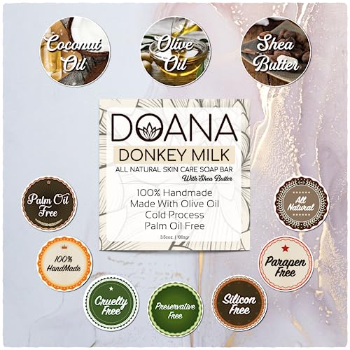 Donkey Milk Soap Bar - Now with SHEA BUTTER - With OliveOil and CoconutOil, Palm Oil Free (Pack of 1)