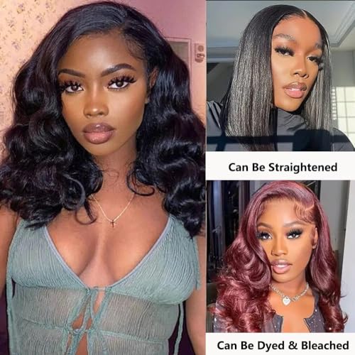 5x5 HD Lace Front Human Hair Wig for Black Women, Glueless Body Wave, 8 Inch