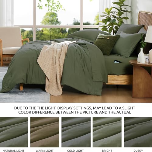 Alpine Olive Oversized King Comforter Set 7 Pieces Bed in a Bag - WRENSONGE