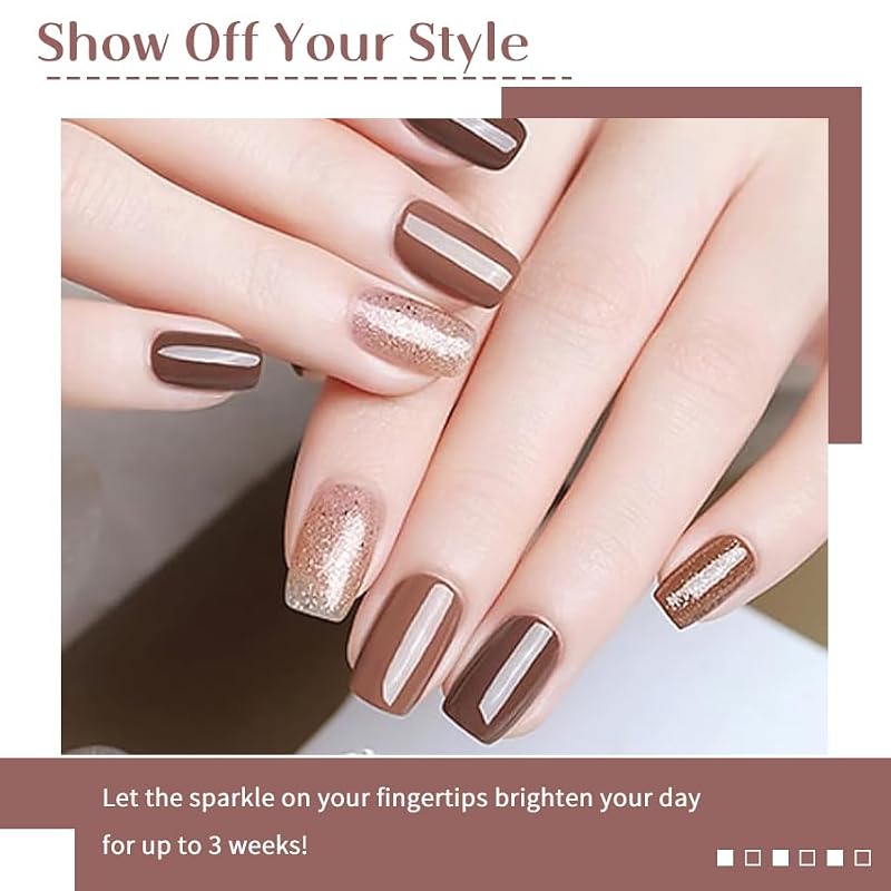 Gel Nail Polish Set 15ml Brown Earth Red Pink 9pcs UV Soak Off Manicure Kit - Variation 145C