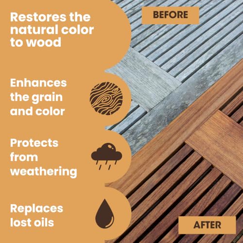 Furniture Clinic 169.07 Fl Oz Teak Oil for Indoor & Outdoor Wood Furniture - Natural Finish & Protection