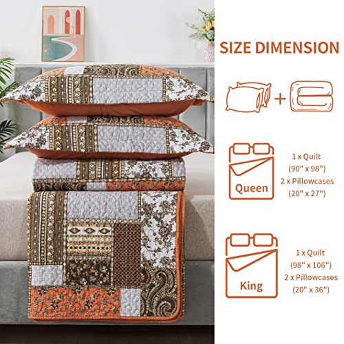California King Quilted Bedspread 100% Cotton – BEDIFANY Dreamland Orange
