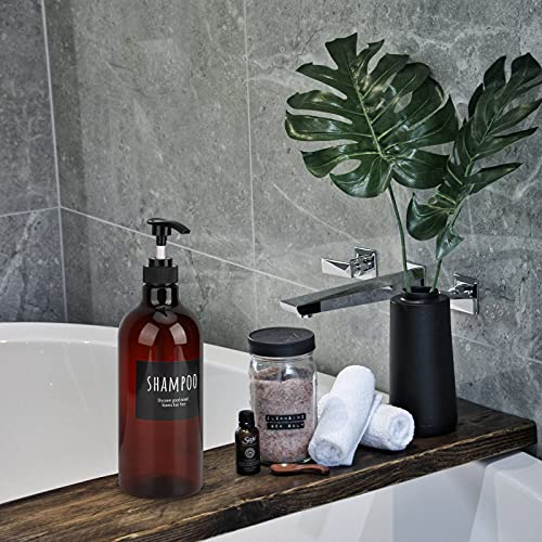 Dark Amber 32oz Shampoo & Conditioner Dispenser Set with Pump - 3 Pack Refillable Bottles