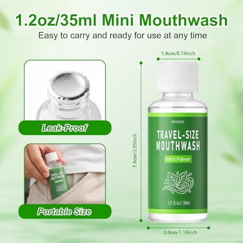 50 Pcs Travel Size Mouthwash Bulk - Portable Alcohol-Free Mini Mouthwash