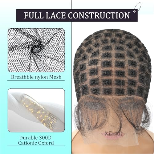 Full Lace Braided Wig Cap with Baby Hair 107 Sections Glueless for Crochet Braids - Black Women