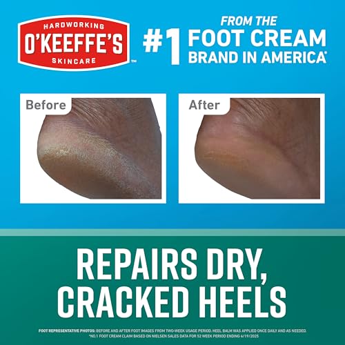 O'Keeffe's for Healthy Feet Intensive Healing Balm; Guaranteed Relief for Extremely Dry; Cracked Feet; Heel Balm that Instantly Fills Dry; Cracked Heels; 2.2oz Balm Stick, (Pack of 2)