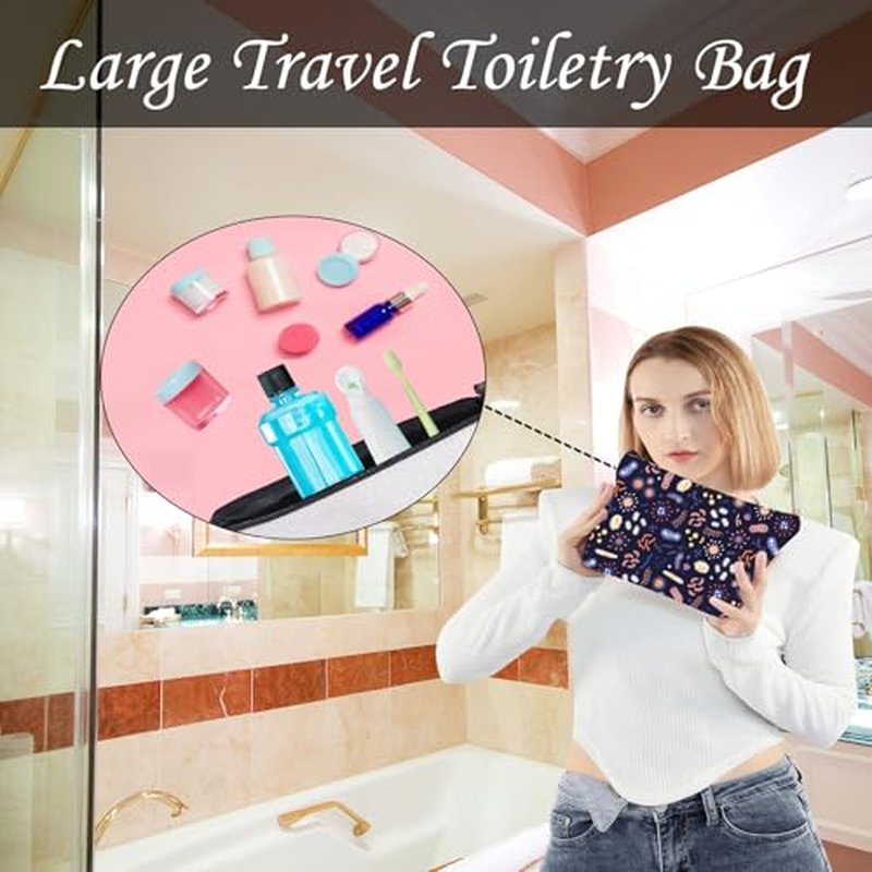 LEVLO Microbiology Bacteria Makeup Bag Science Art Biologist Reusable Book Cosmetic Bag Gift for Teacher (Microbiology)