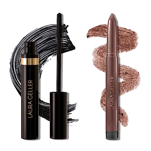 LAURA GELLER NEW YORK Bold Beauty Kajal Duo: Kajal Longwear Kohl Eyeliner Pencil, Soft Slate + Kajal Longwear Black Mascara