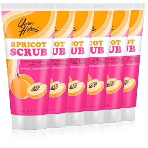 Apricot Facial Scrub 6 oz Pack of 6 - Gentle Exfoliating Skin Cleanser with Walnut Shells