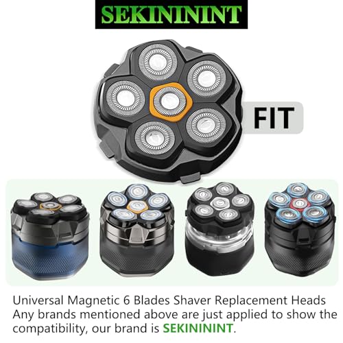 6D Magnetic Replacement Shaving Heads 2PCS Washable for Bald Men's Electric Razors