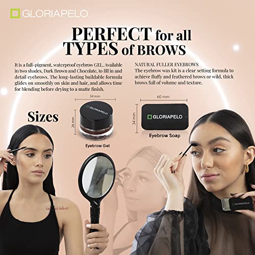 Eyebrow Gel and Brow Soap ? Set of 2 Soap Eyebrow Kit with Spoolie and Eyebrow Pomade Dark Brown or Chocolate ? Long-Lasting, Waterproof Vegan Formula ? Natural Eyebrow Effect