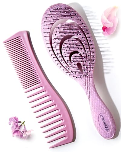 Detangling Hair Brush and Wide Tooth Comb Set for All Hair Types