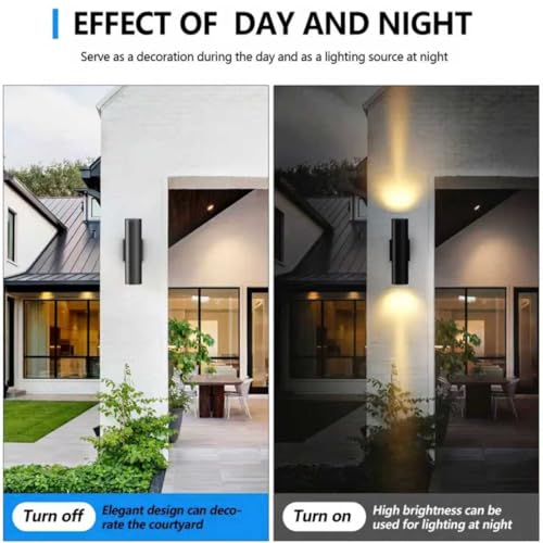 4-Pack 14-Inch Waterproof Outdoor Wall Light Fixtures - Modern Matte Black Porch Lights with Cylindrical Aluminum Body
