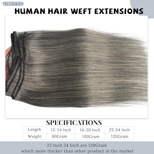 Salt and Pepper Hair Wefts Sew-in Hair Extensions - Grey White Highlights - 12 Inch, 80G - Variation of THIS listing