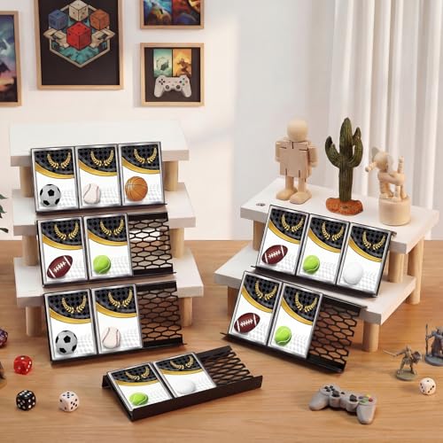 48 Pcs Geometric Trading Card Risers for Display Case - Black Acrylic