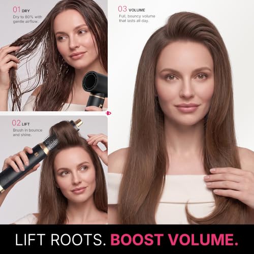UKLISS 5-in-1 Hair Dryer Brush Set Black Gold - All-in-One Styling Tool