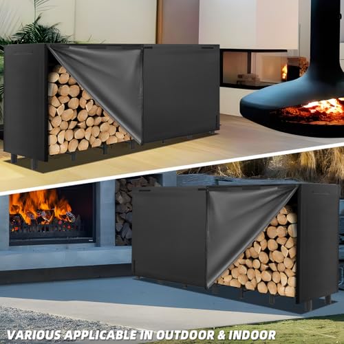 8FT Firewood Rack with Waterproof Cover - Heavy Duty Indoor & Outdoor Storage - Variation: 8 ft with Cover