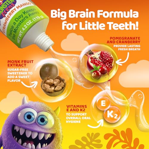 Kids Fluoride-Free Strawberry Mango Toothpaste with Hydroxyapatite & Xylitol - Pack of 6, 4.2 oz