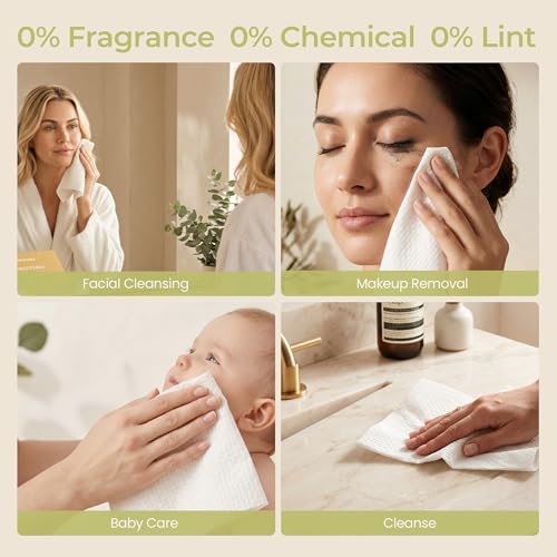 LUMIDOMA XXL Disposable Facial Towels 12x12 Inches Extra Thick 200 Count Family Pack