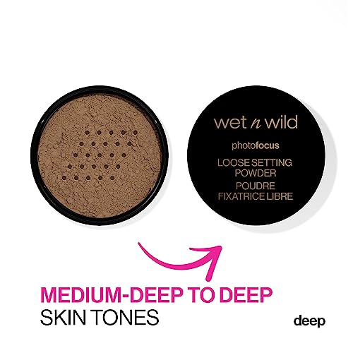 wet n wild Photo Focus Loose Baking Setting Powder, Highlighter Makeup, Medium-Deep to Deep and All Skin Tones