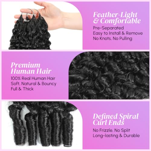 16 Inch Burmese Curly Crochet Hair - 70g Pre-Separated Virgin Human Hair - Variation 1B-70g