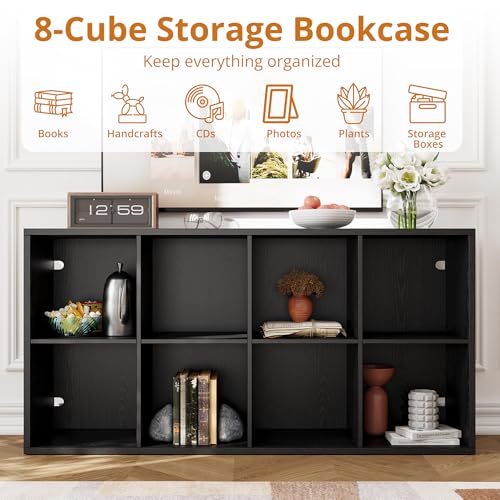 IRONCK 8-Cube Storage Organizer Reversible Bookshelf Black - Modern Home & Office Storage