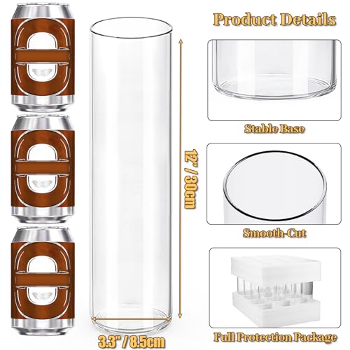 TBWIND 12 Pack 12 Inch Clear Glass Cylinder Vases for Centerpieces - Modern Home Decor