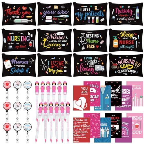 Nursing Gift Set with Black Makeup Bags Badges Notebooks & Pens - Nursing Variation