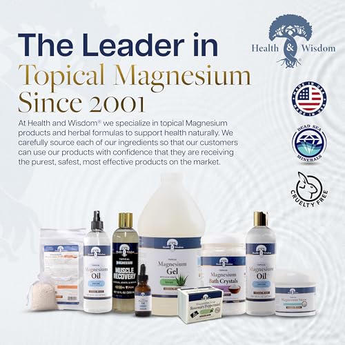 Health & Wisdom Pure Magnesium Oil with Aloe Vera - Topical Muscle & Joint Relief- Natural and Pure USP Grade Extra Strength Magnesium - Enhanced Absorption - 64 fl oz