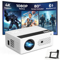 TMY Native 1080P Mini Portable Projector with 80-Inch Foldable Screen - Black
