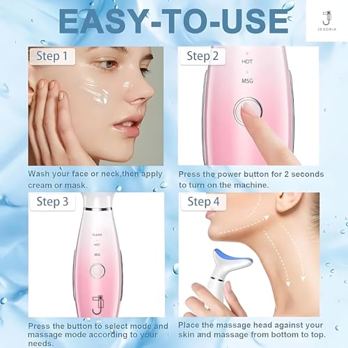 7-Color LED Light Therapy Massager with Heat & Vibration ? Face & Neck Skin Firming & Facial Tightening Tool ? Jawline Care ? Gift for Moms, Teens & Friends