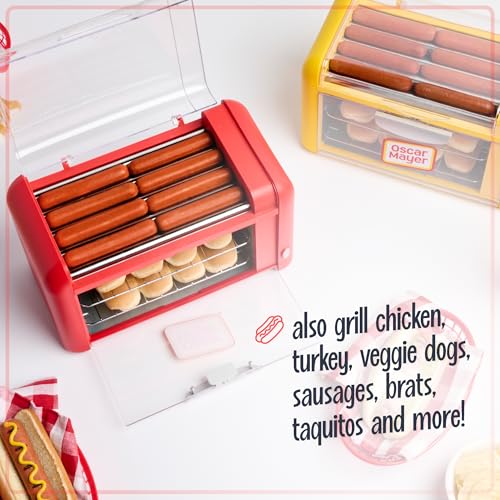 Nostalgia Red Hot Dog Roller & Bun Toaster Oven - Extra Large Multi-Use Grill