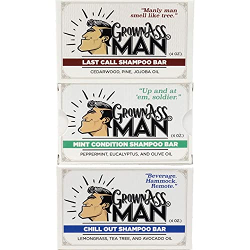 Solid Shampoo Bar 3-in-1 for Hair, Beard & Body - Variety Pack 4oz x3