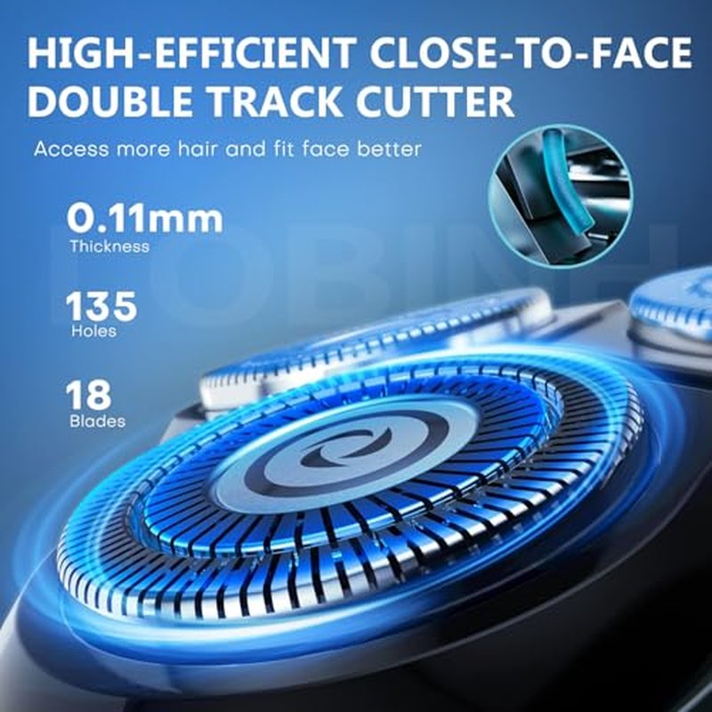 Electric Shaver for Men, 100% Washable Rechargeable Waterproof Electric Razor Wet & Dry Shaving with Pop-up Trimmer, 1 Hour Fast Charging, 4D Floating Head, LCD Power Indicator