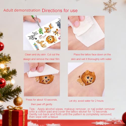 Luminous Christmas Temporary Tattoos 10 Sheets, 120 Pcs Glow in the Dark Xmas Body Stickers, Waterproof Holiday Decorative Tattoos, Party Decoration Accessories