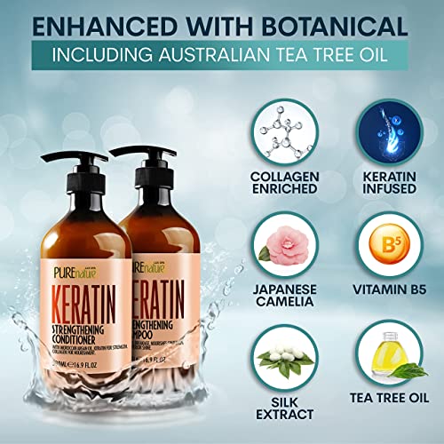 Keratin Shampoo and Conditioner Set with Hair Mask for Shine & Nourishment