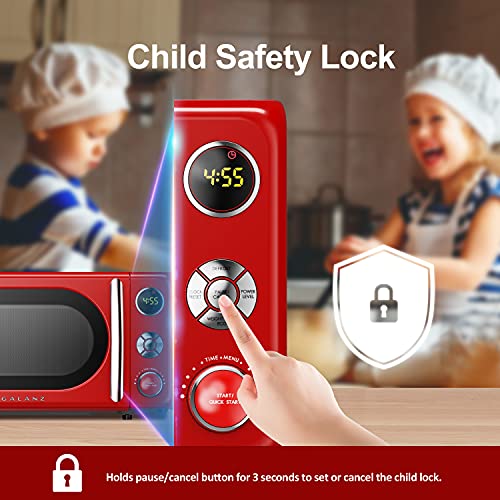 Galanz 0.7 Cu.Ft Microwave Oven with LED Lighting & Child Lock - Retro Red
