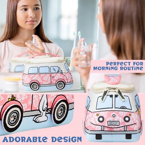 Pink Snoopy Travel Toiletry Makeup Bag for Girls & Teens – Peanuts Character Design